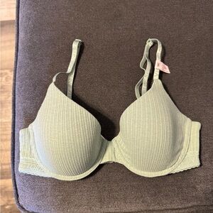 Victoria's Secret Green Ribbed Underwire Bra